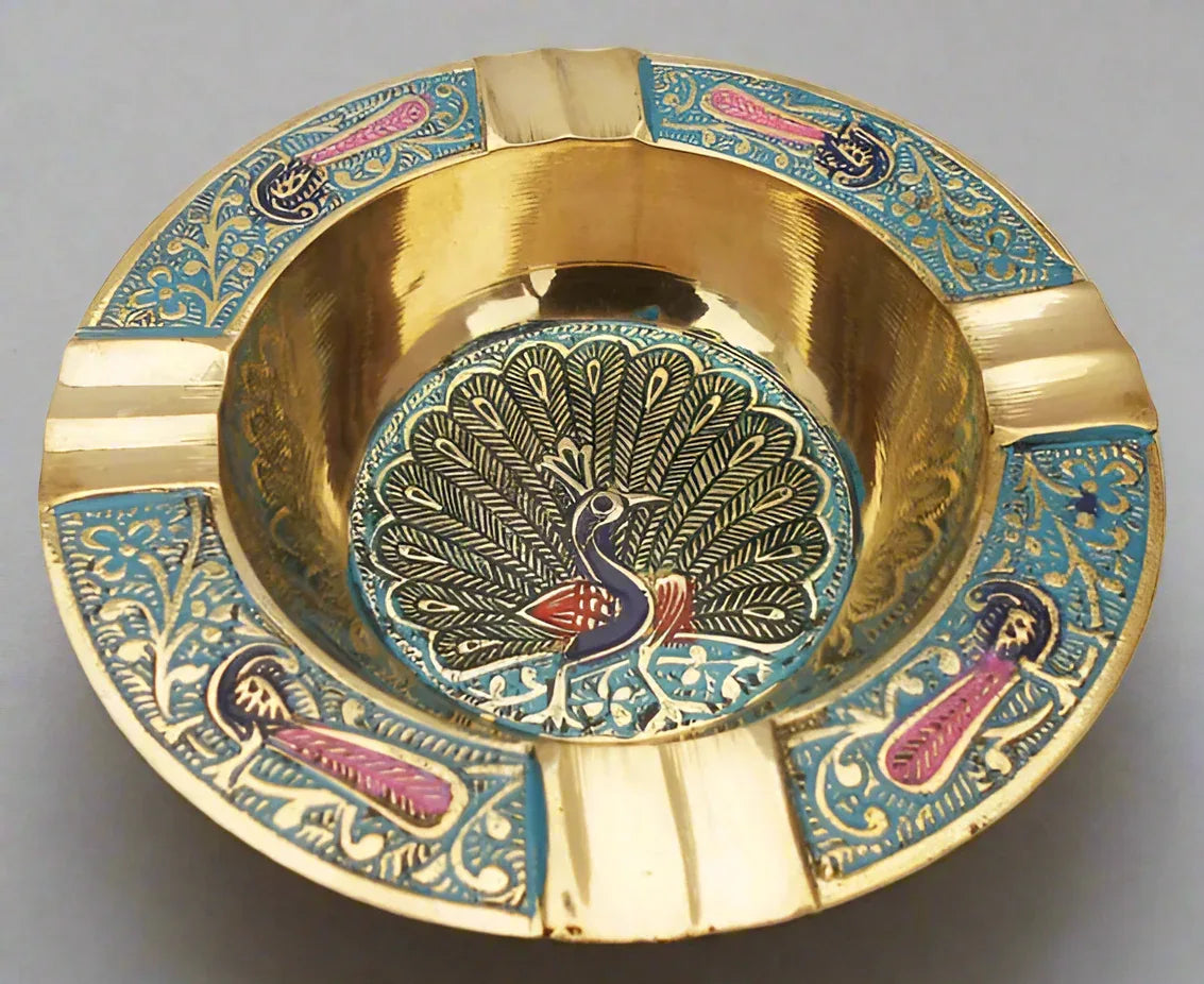 Peacock Embossed Brass Ashtray-ArtyCraftz.com