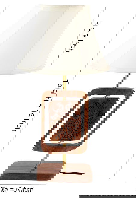 Peacock Engraved Wooden Table Lamp In Sheesham Wood - ArtyCraftz.com