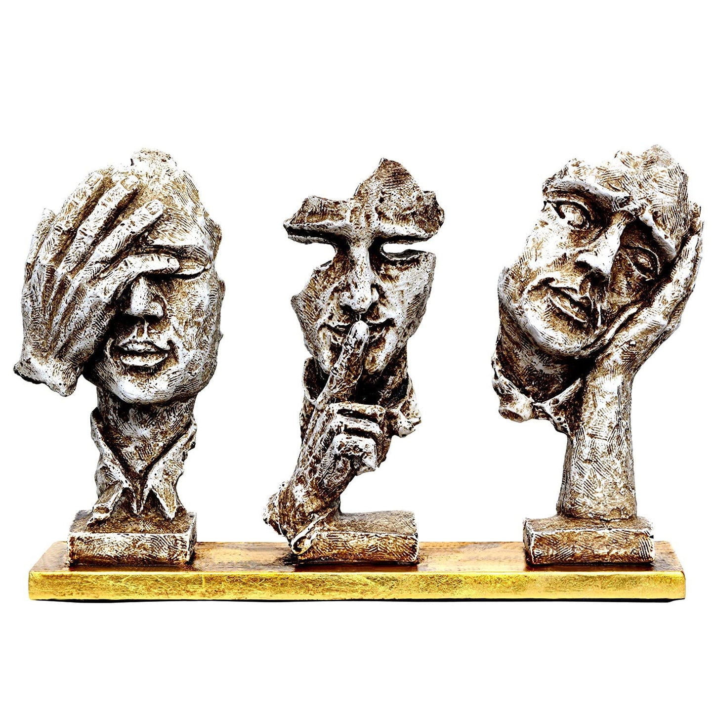 Poly Resin Handmade Three Modern Human Faces Antique Design (Multicolour, Height 7 Inch) - ArtyCraftz.com