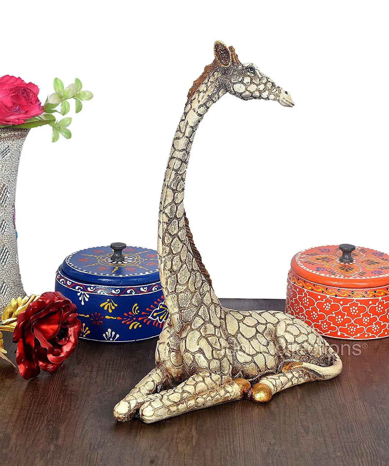 Poly Resin Sitting Giraffe (Multicolour, 11.5 x 9.10 x 4.0 Inches - ArtyCraftz.com