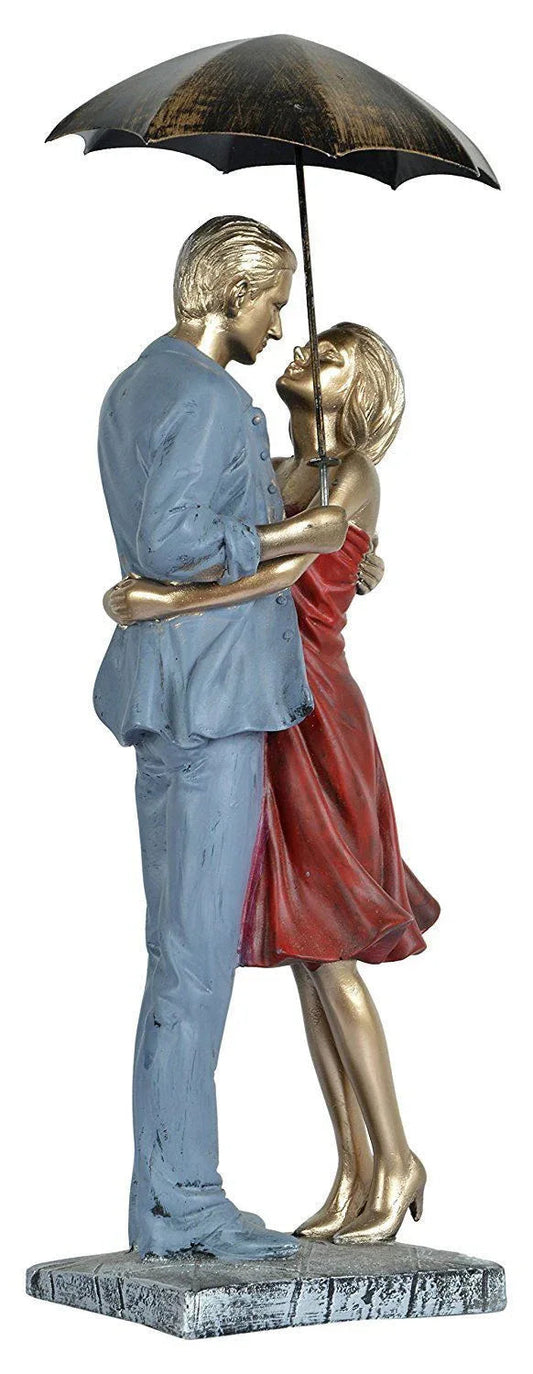 Polyester Love Couple with Umbrella Showpiece - ArtyCraftz.com