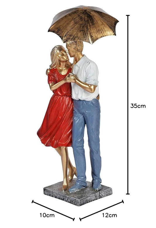 Polyester Love Couple with Umbrella Showpiece - ArtyCraftz.com