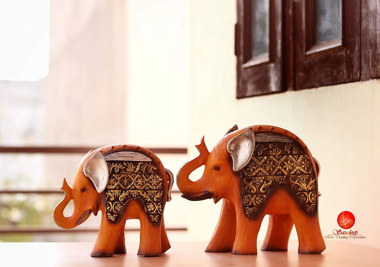 Polyresin Elephant Statue for Home Decor | Designer Showpiece Elephant Idol for Decoration | Feng Shui Figurine Home Decor Birthday Congratulatory House Warming Gift - ArtyCraftz.com