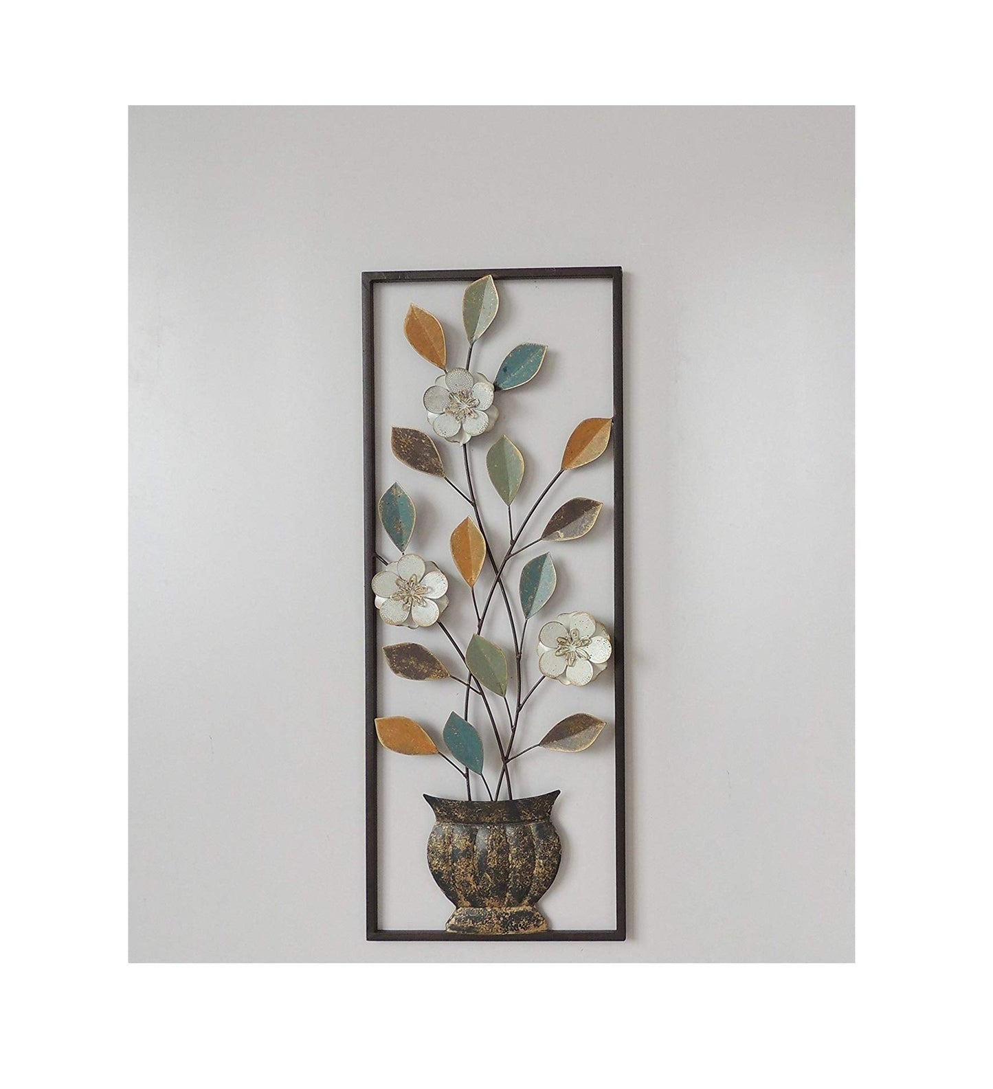 Pot with Flowers Metal Wall Decor Frame