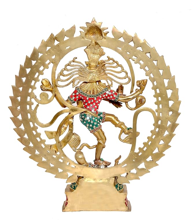 Premium Brass Nataraja Statue with Stone Work for Luxury Decor-ArtyCraftz.com