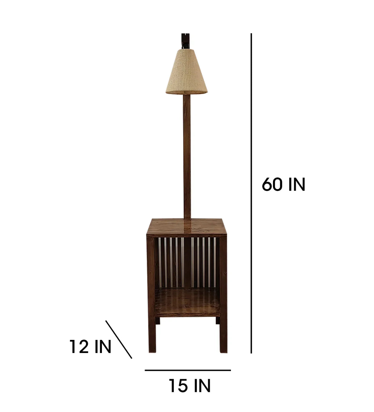 Prominence Wooden Floor Lamp with Beige Fabric Lampshade - ArtyCraftz.com