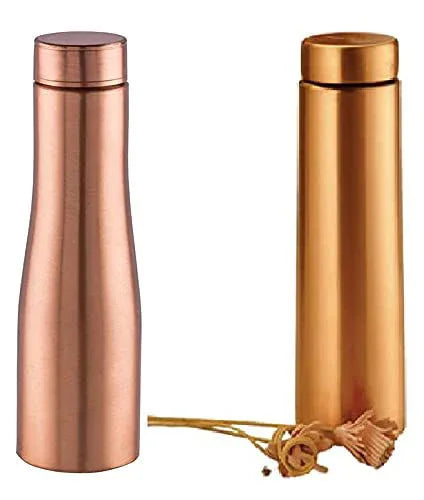 Pure Copper 1L Water Bottle Leakage Proof, Matt Finish Bottles- Perfect for Gym, Yoga, Kids, Office and Home Combo Pack of 2 - ArtyCraftz.com