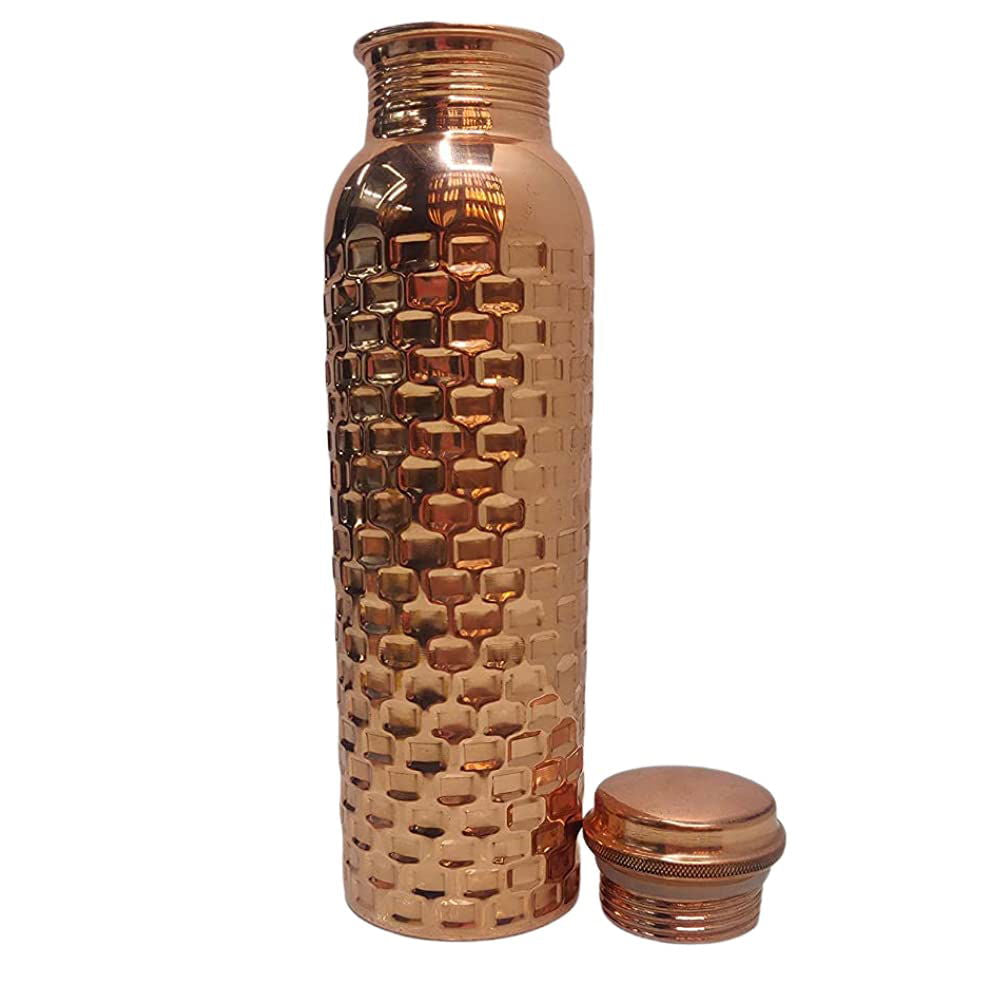 Pure Copper Brick Design Copper Bottle, 1000ml - ArtyCraftz.com