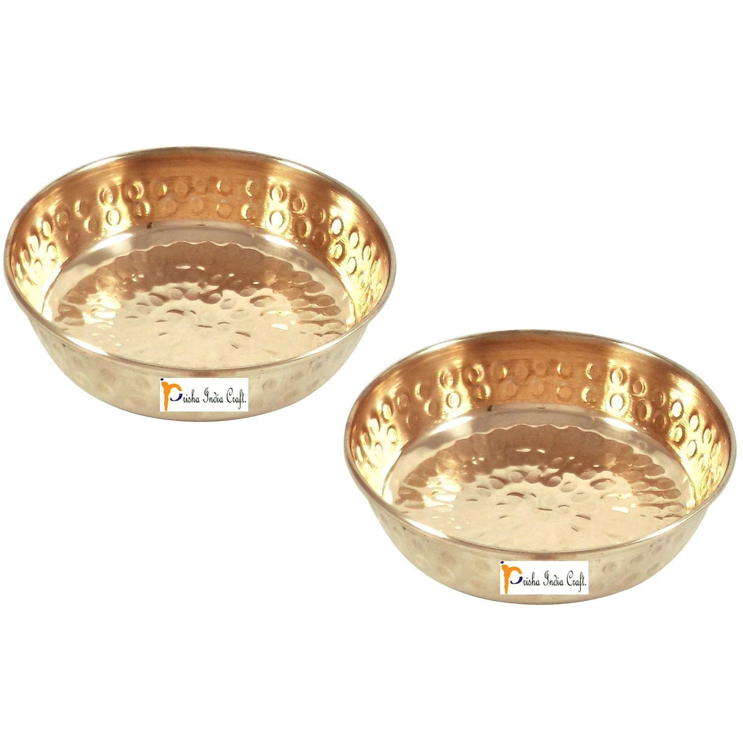Pure Copper Serving Pudding Bowl, Hammered Design, Diameter 4.50 Inch, Set of 2 - ArtyCraftz.com