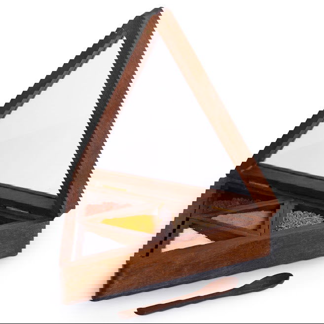 Pyramid Wooden Spice Box With Spoon (4 Containers) In Sheesham Wood - Decorative Boxes - ArtyCraftz.com