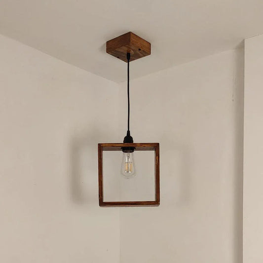 Quattro Brown Wooden Single Hanging Lamp