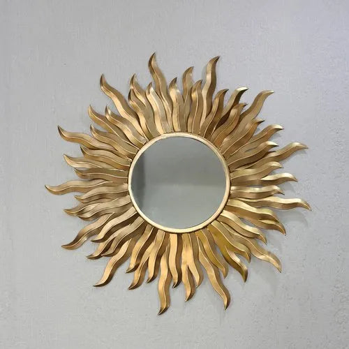 Radiant Golden Sunburst Wall Mirror-ArtyCraftz.com