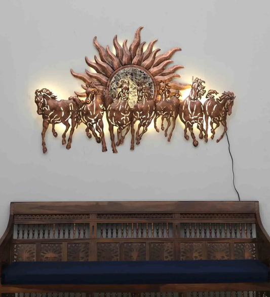 Radiant Sun and Seven Galloping Horses Wall Art-ArtyCraftz.com