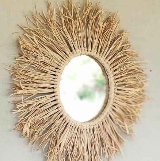 Raffia Decorative Round wall Mirror