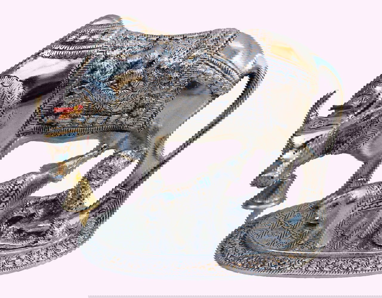 Rajasthani Jaipur Unique Traditional Handicraft Antique Oxidized White Metal Big Cow and Calf with Ladoo Gopal Puja Article Holy and Lucky for Business and Locker - ArtyCraftz.com