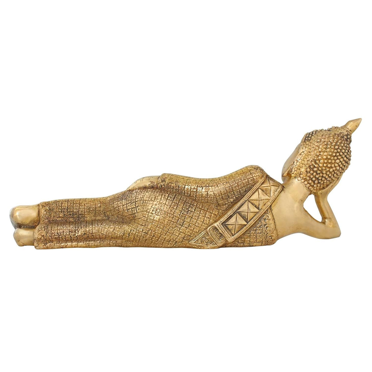 Reclining Buddha Brass Statue-ArtyCraftz.com