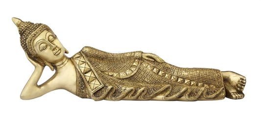 Reclining Buddha Brass Statue-ArtyCraftz.com