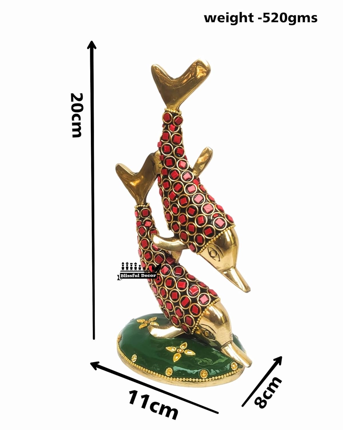 Red & Gold Decorative Dolphin Showpiece-ArtyCraftz.com