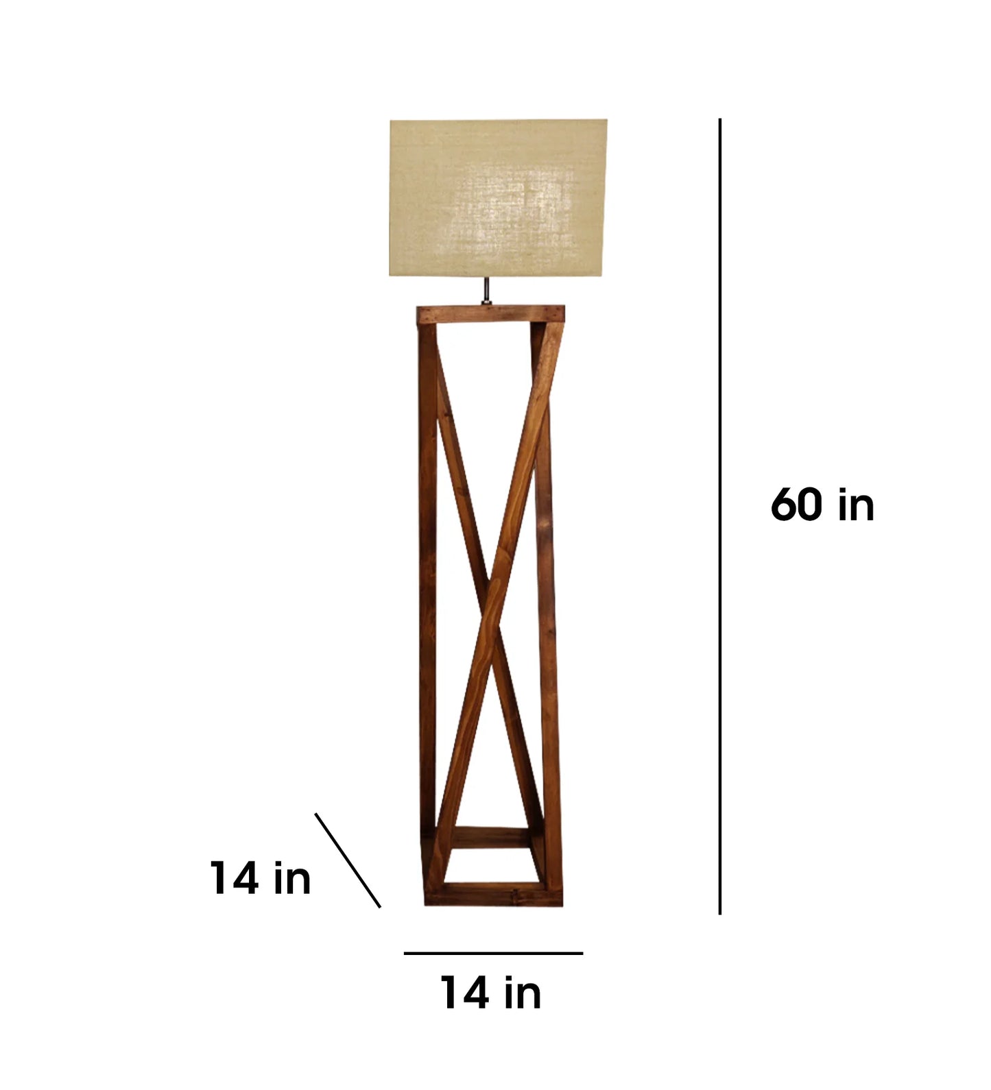 Remy Wooden Floor Lamp with Brown Base and Beige Fabric Lampshade - ArtyCraftz.com