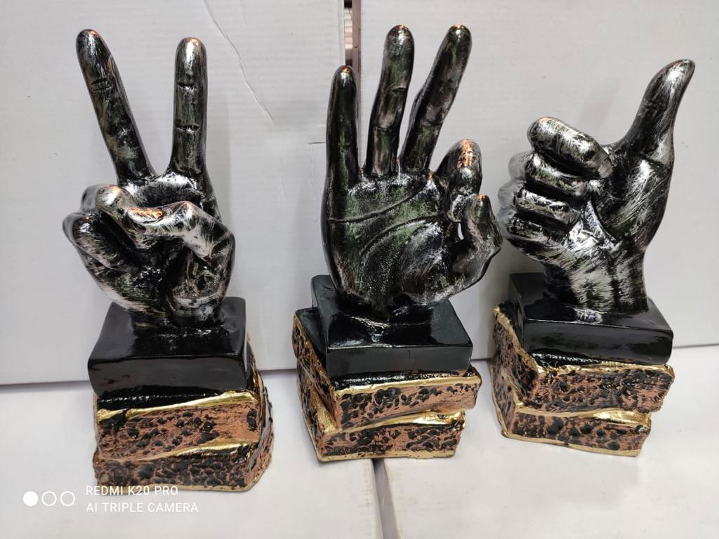 Resin Ok Sign Hand Finger Gesture Showpiece 8 Inches - ArtyCraftz.com