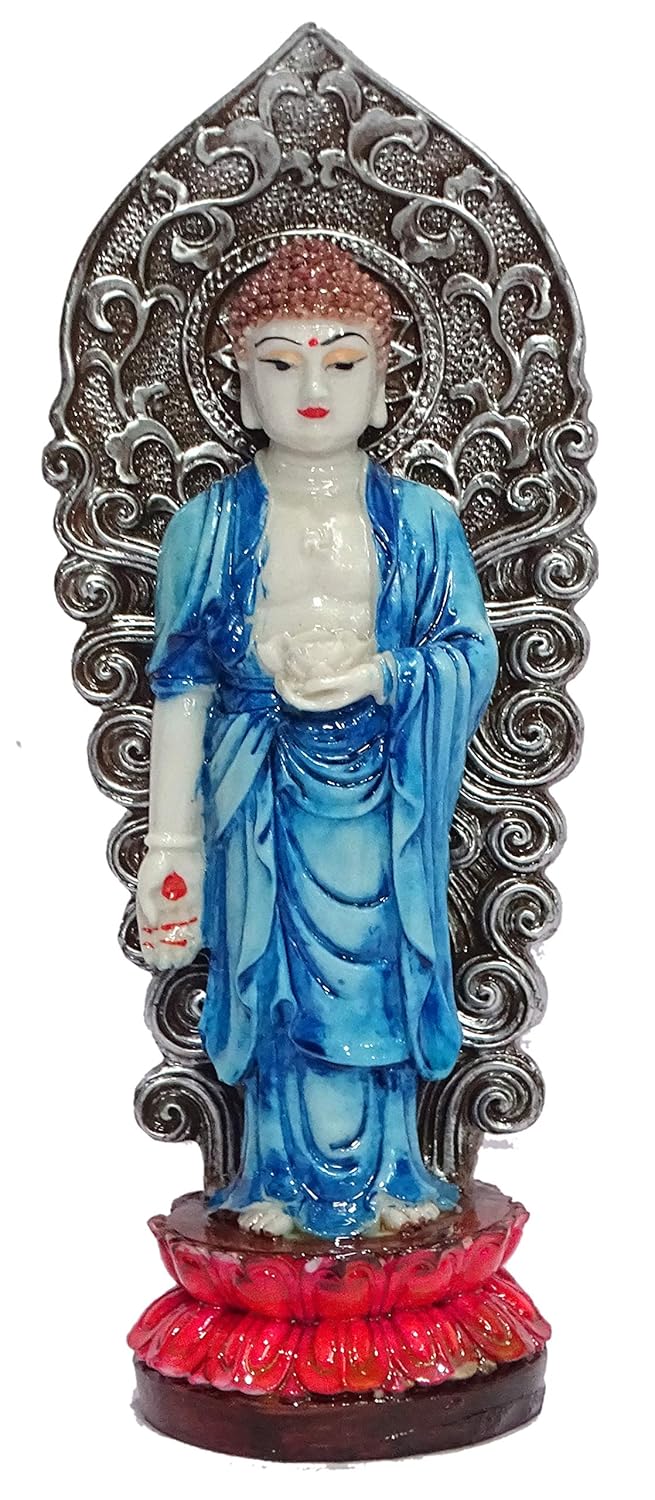 Resin Pristine Buddha On Lotus Pedstal Showpiece-ArtyCraftz.com