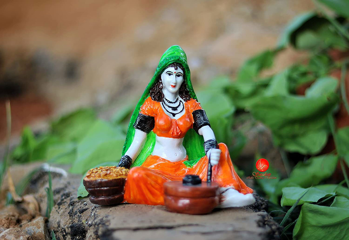 Resin Rajasthani Lady with Chakki Showpiece | Home Decor Item | Decorative Stautes for Home - ArtyCraftz.com