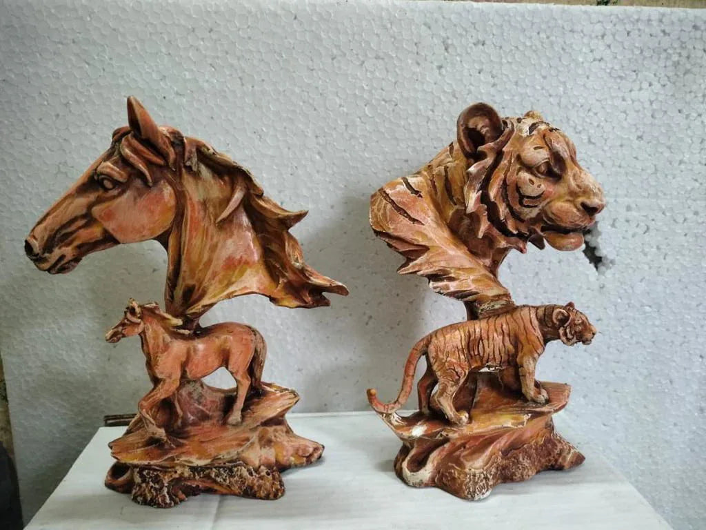Resin Tiger and Horse Statue Showpiece for Home Decor and Gifting - ArtyCraftz.com