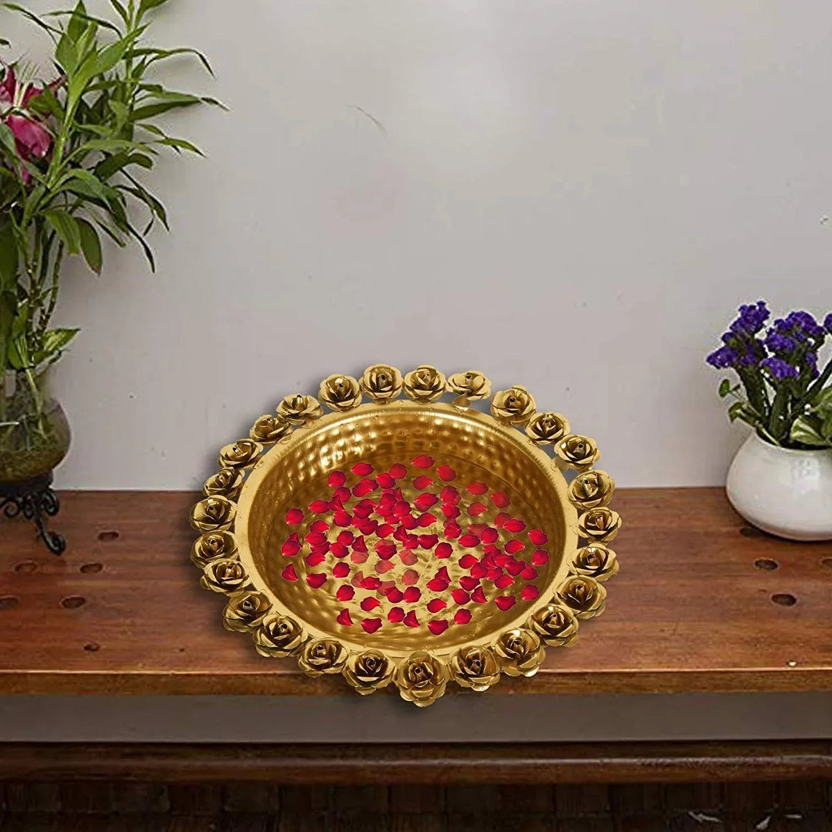 Rose Design Urli Bowl for Table Top-ArtyCraftz.com