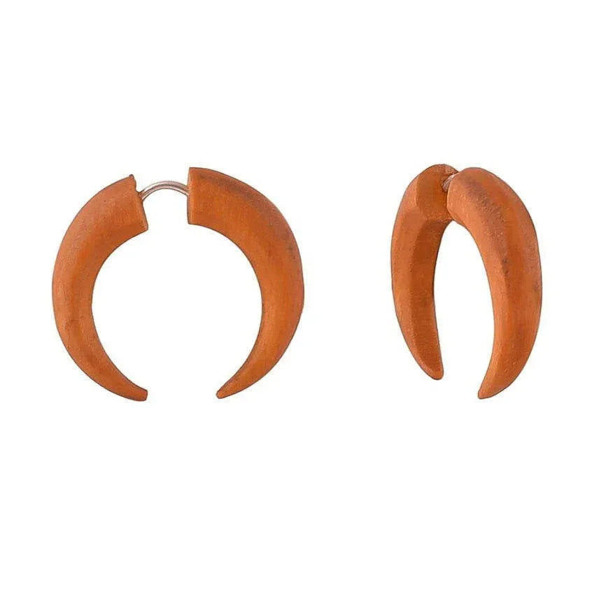 Rosewood Tribal Fake Gauge Pintcher Earrings 1" - ArtyCraftz.com