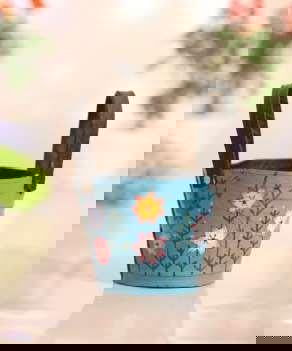 Rubber Planter for Indoor and Outdoor Decor Sky Blue Color - ArtyCraftz.com