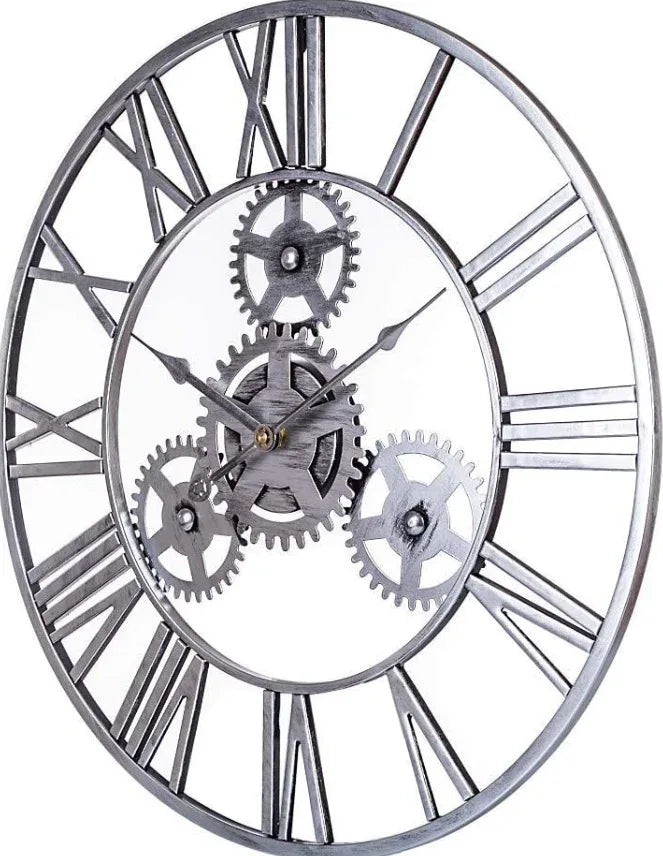 Roman Numbers Silver Wall Clock