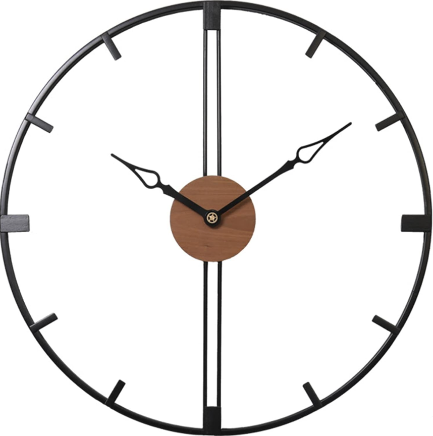 Black Metal Wall Clock With Wooden Dial