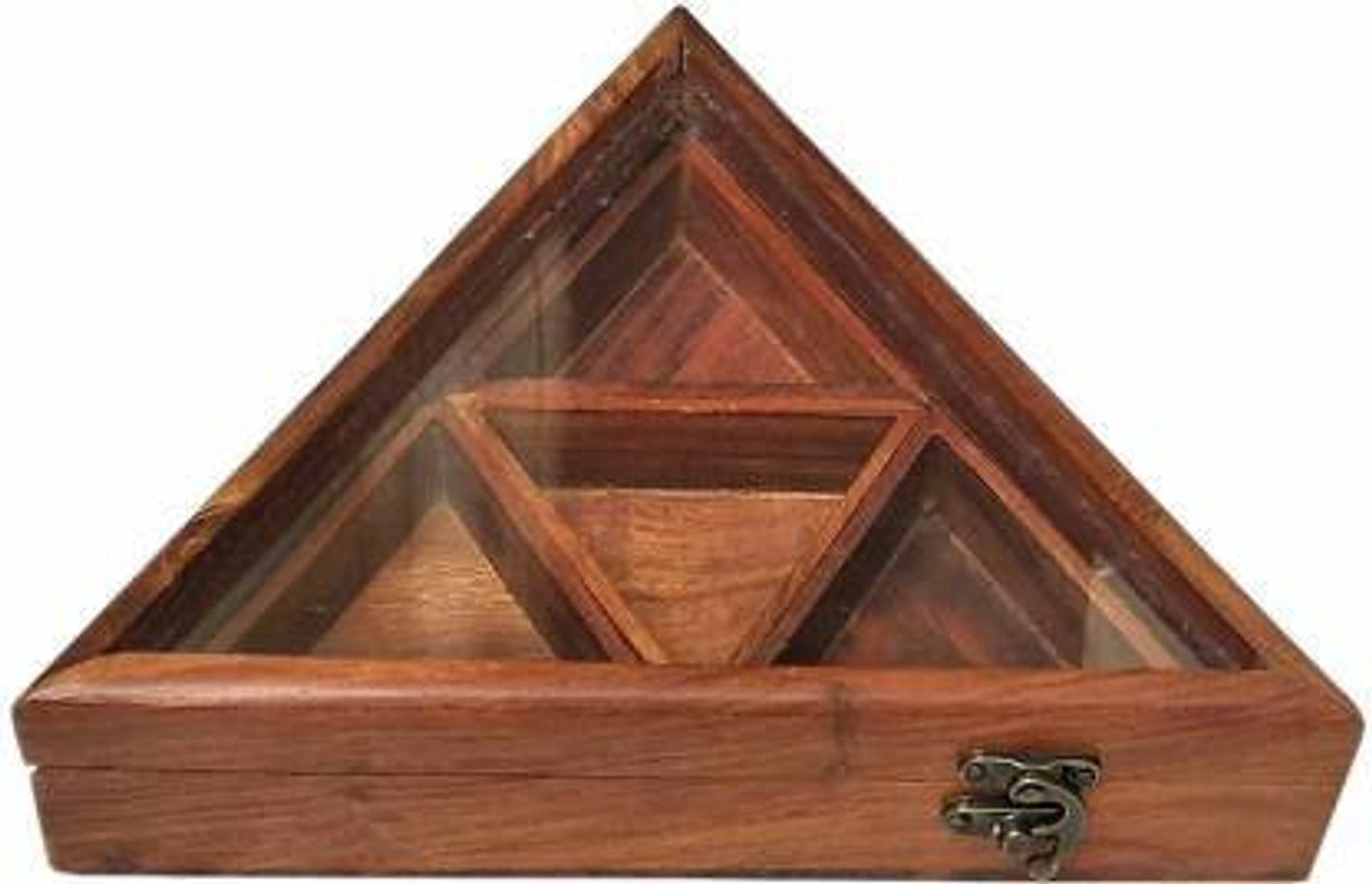 Seesham Wood Triangle Spice Box-ArtyCraftz.com