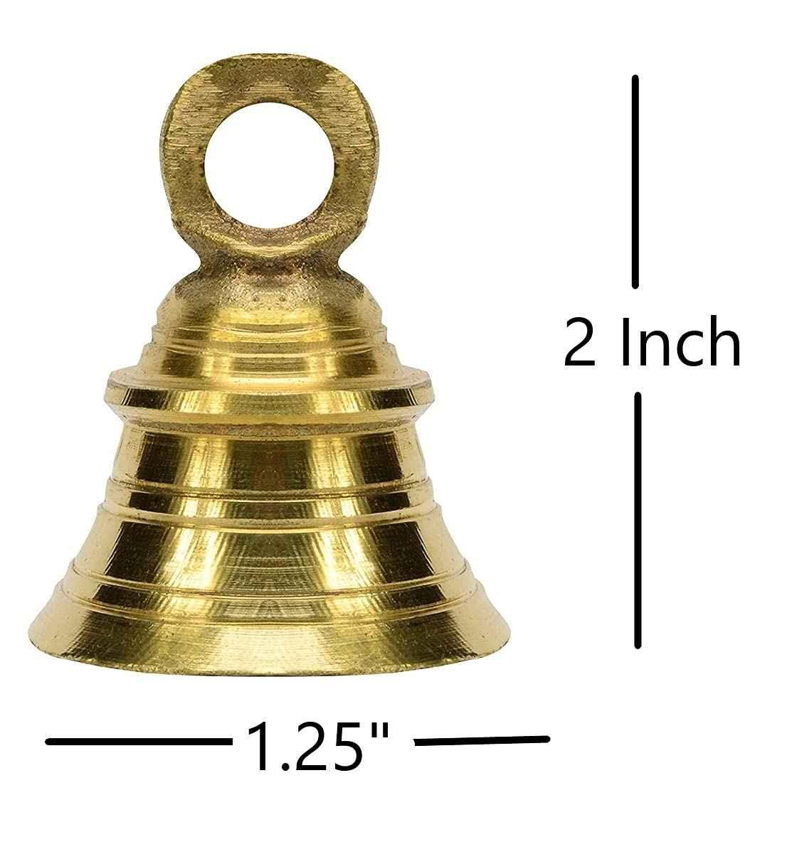 Brass Pooja Bells Set of 12 Handcrafted 2 Inch Temple Ghanti with Hanging Loop | Pure Tone Sacred Bells