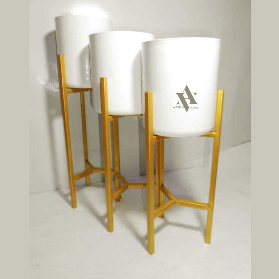 Set of 3, White Planter Set for Home, Office Decoration - ArtyCraftz.com