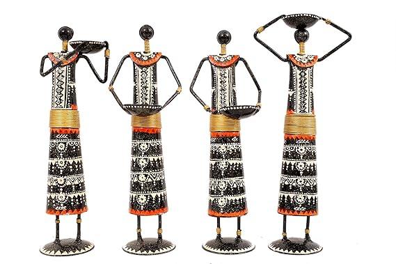 Set of 4 Jaipur Culture Metal Art Showpiece-ArtyCraftz