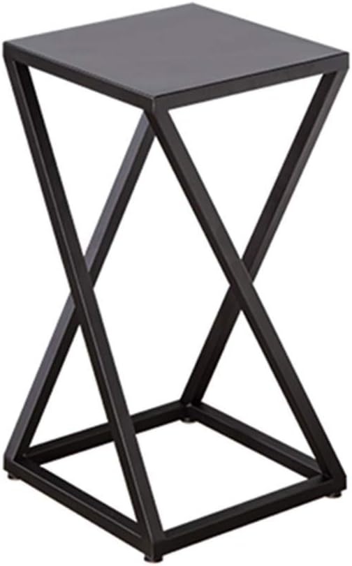 Set of three black iron plant stands with modern X-shaped frames in small, medium and large sizes.-artycraftz.com