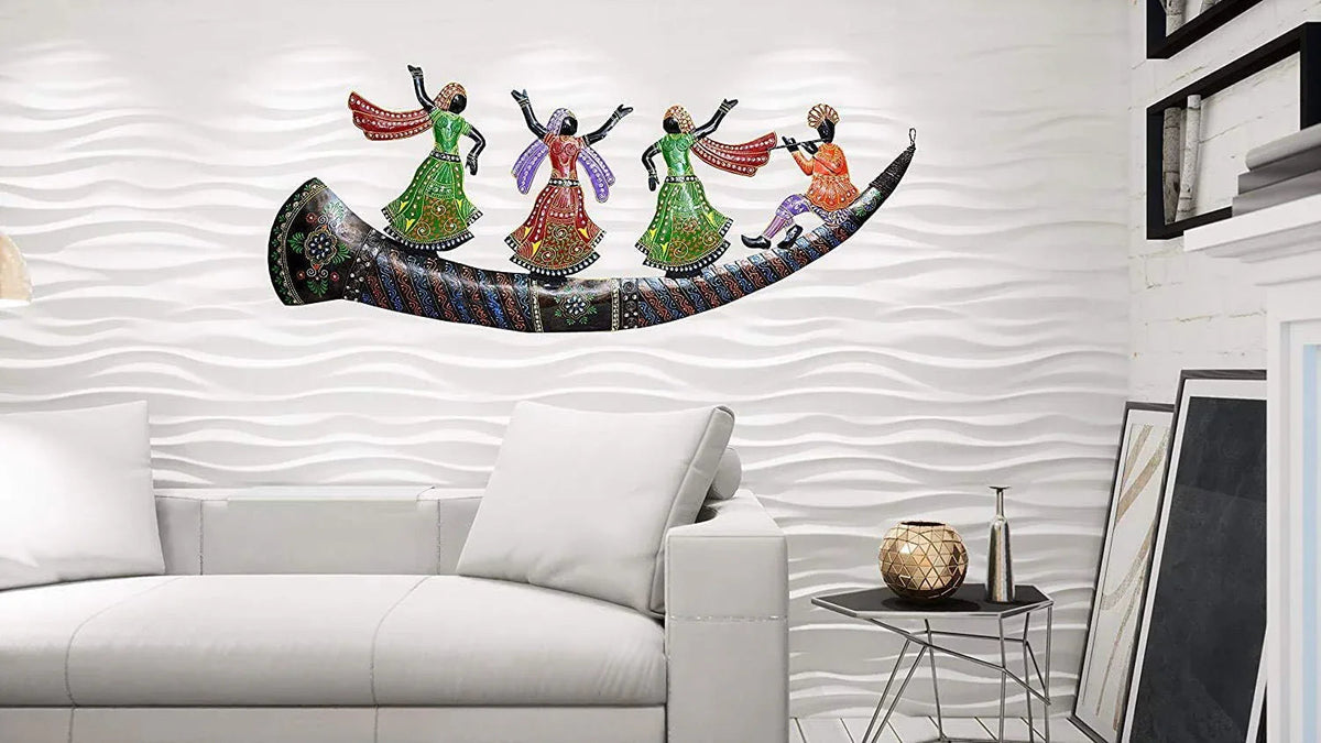Shehnai Dancing Folk Dancers Wall Hanging - ArtyCraftz.com