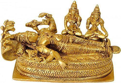 Shesha-shayi Vishnu Shridevi Bhudevi, Height : 3 Inches - ArtyCraftz.com