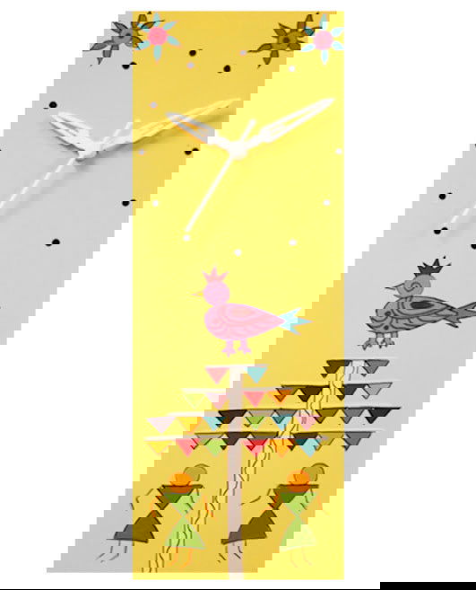 Shiny Yellow Hand Painted Warli Wall Clock - ArtyCraftz.com