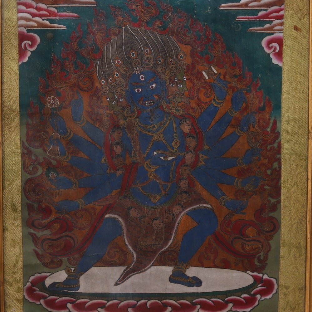 Shiva Thangka painting with wooden frame for traditional wall decor-ArtyCraftz.com