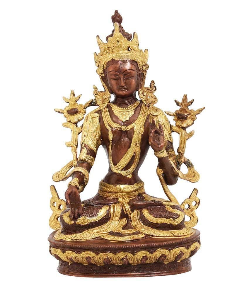 Brass White Tara Devi Idol/Showpiece 10.5" Inches Height - ArtyCraftz.com