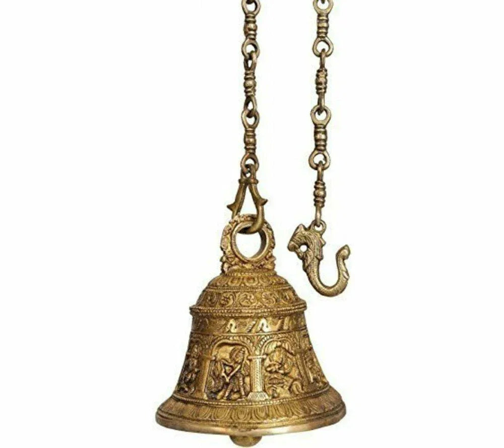 Shri Krishna Murti Statue Idol Lila Temple Brass Hanging Bell - ArtyCraftz.com
