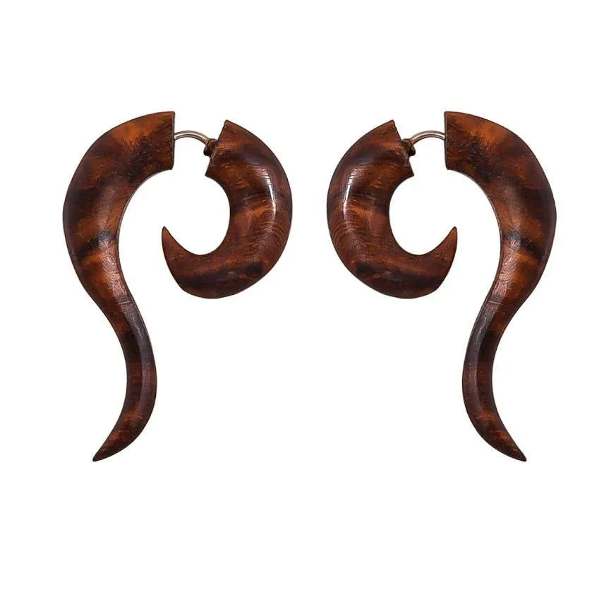 Sierra Spirals Organic Fake Gauge Wooden Earrings 1.7" - ArtyCraftz.com