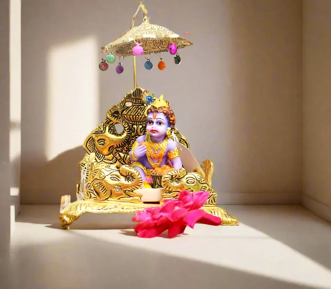 Singhasan for Laddu Gopal, Krishna Janmashtami Temple Decor - ArtyCraftz.com