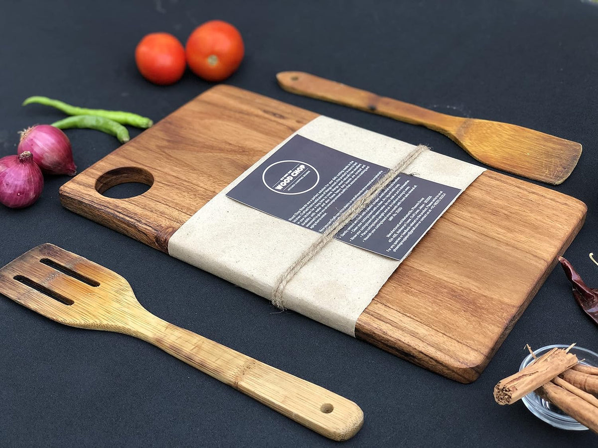 Single Solid Block Acacia Wood Wooden Chopping Board