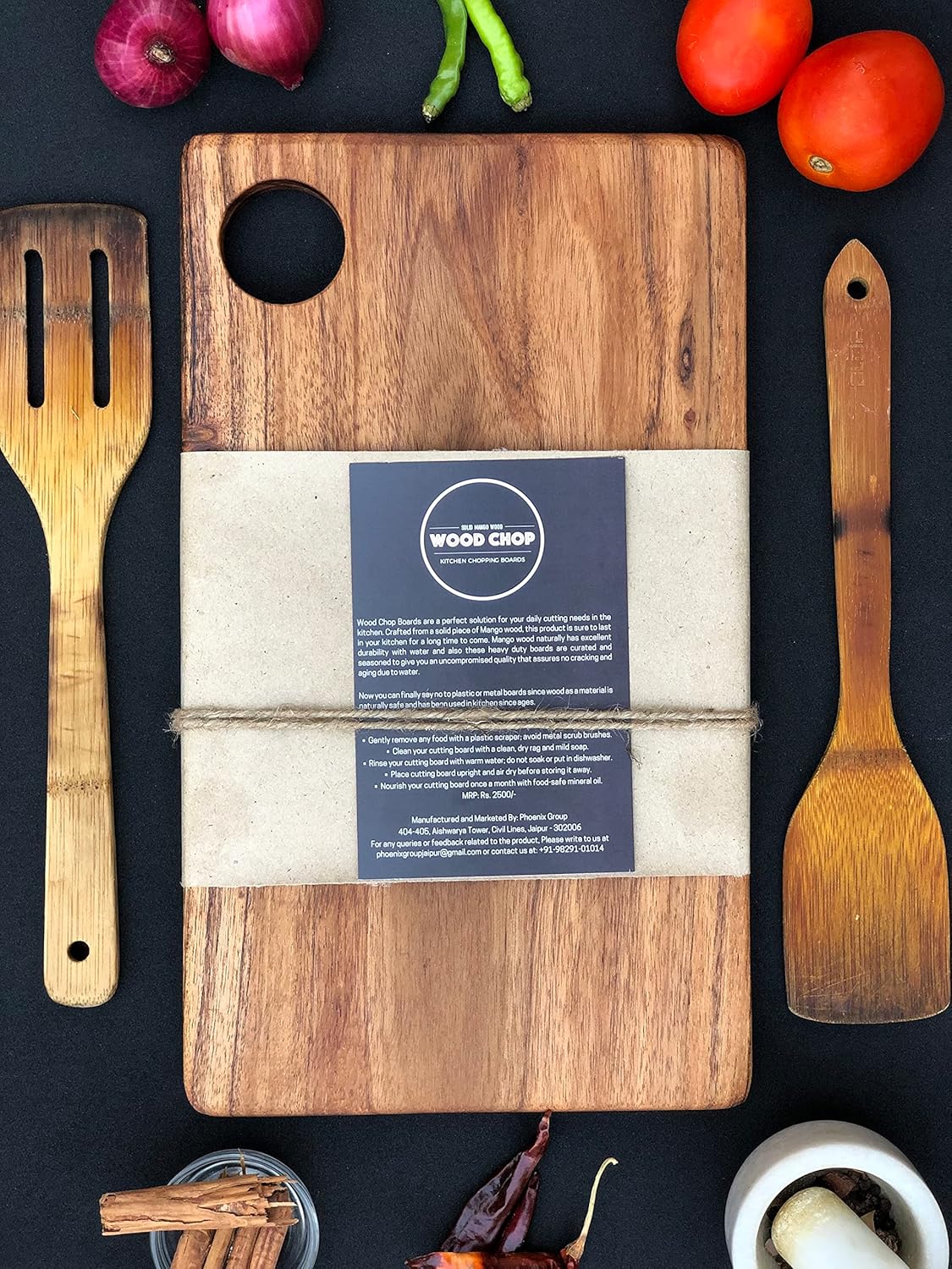 Single Solid Block Acacia Wood Wooden Chopping Board
