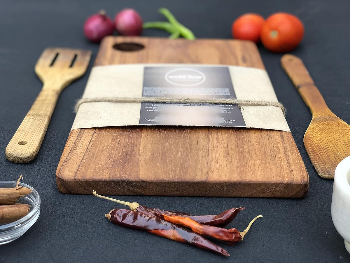 Single Solid Block Acacia Wood Wooden Chopping Board