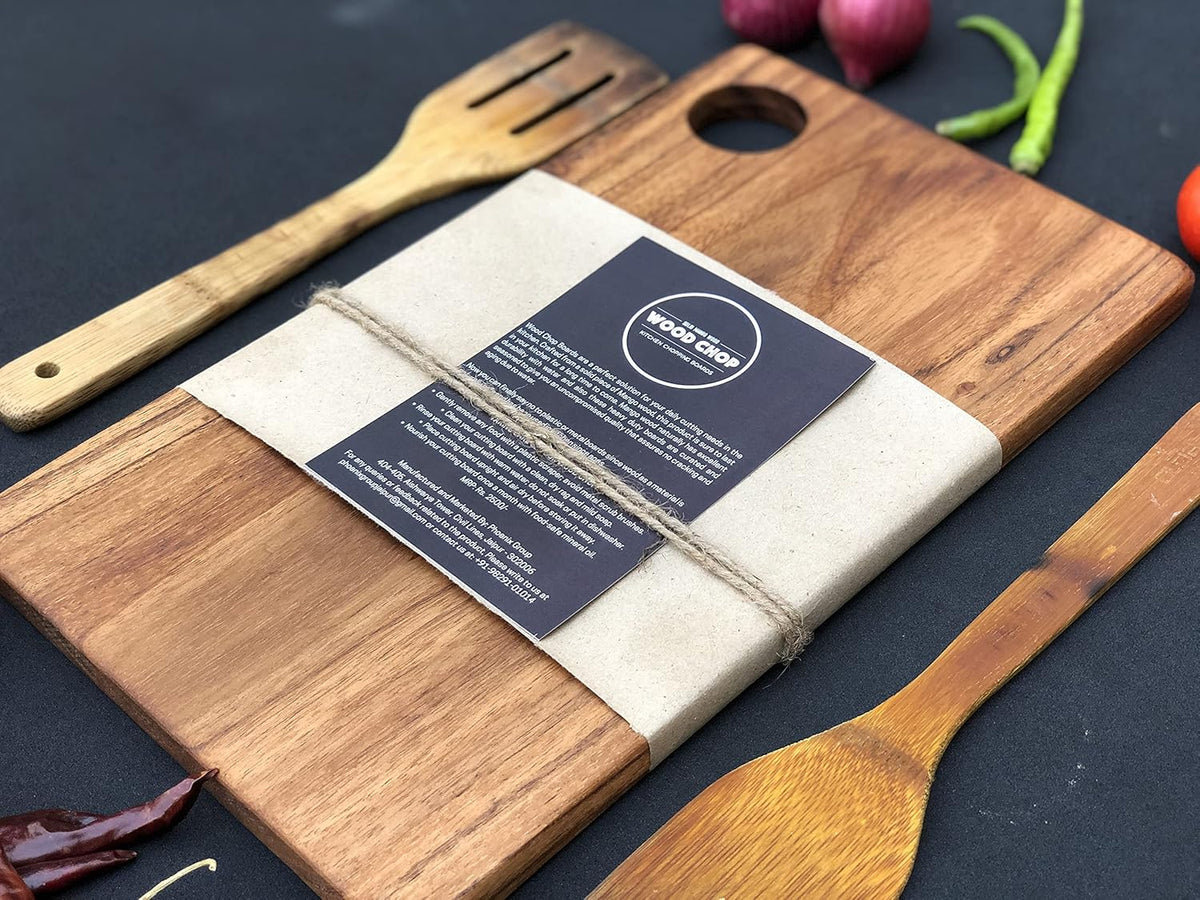 Single Solid Block Acacia Wood Wooden Chopping Board