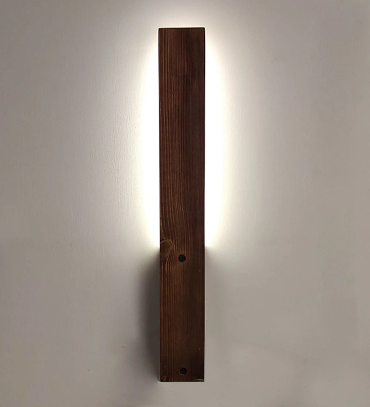 Slimline Brown Wooden LED Wall Light for bedroom